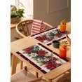 thumbnail image 4 of Placemats Set of 6, Cotton Linen Heat Table Mats Non-Slip Washable Merry Christmas Poinsettia Blue Berry Buffalo Snowflake Placemat for Holiday Banquet Dining Kitchen Table Decor, 4 of 6