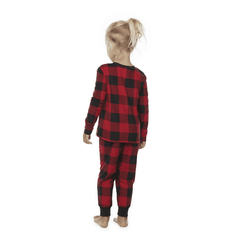 North Pole Trading Co. Plaid Toddler Unisex 2 pc. Christmas Pajama Set Red Black Plaid 2T