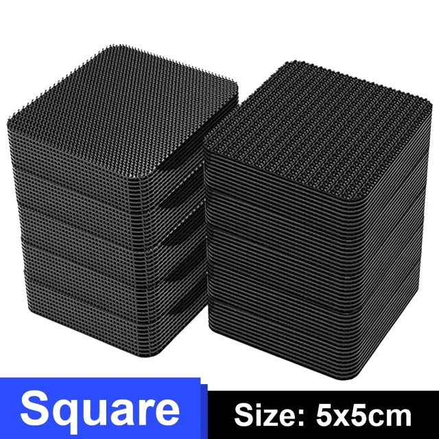Carpet Fixing Stickers Double Sided Self-Adhesive Non-slip Sticker Car Floor Mat Fixed Patches Universal Adhesive Fastener Tapes Black-Square 20pairs (40pcs)