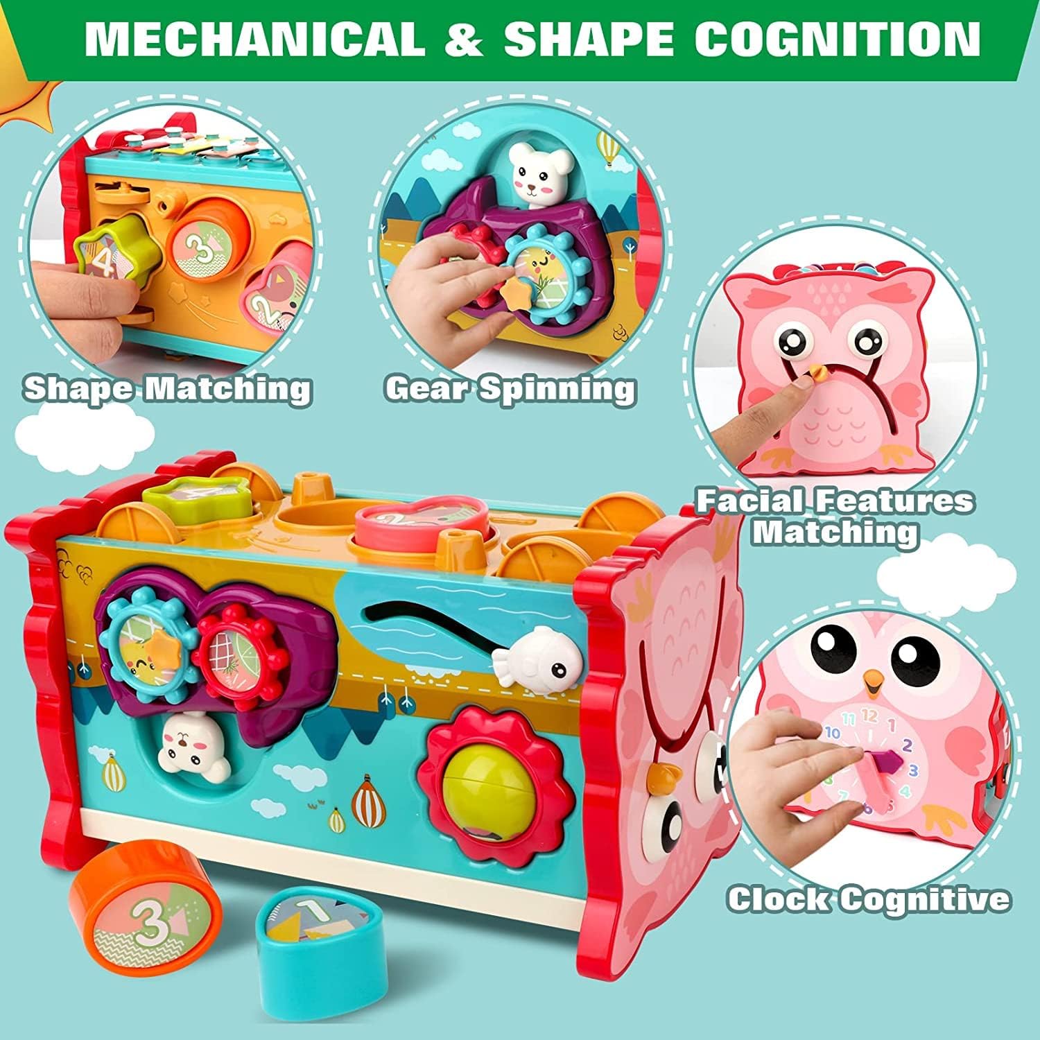 8 in 1 Montessori Learning Toys, Toddler Activity Cube Learning Toys for 1 2 3 Year Old Baby Sensory Developmental Toy, Fine Motor Skill Preschool Toddler Activities, Birthday Party Christmas Gifts