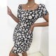 thumbnail image 4 of Moda mujer Sling Flower Falda de un hombro Daisy Puff Sleeve Floral Sling Dress Pompotops  qwe13182, 4 of 9