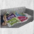 thumbnail image 6 of Going Away Party Soft Flannel Fleece Throw Blanket, Colorful Vibrant Blocks with Letters Saying Luck Modern Artwork Print, Cozy Plush for Indoor and Outdoor Use, 50" x 70", Multicolor, by Ambesonne, 6 of 6