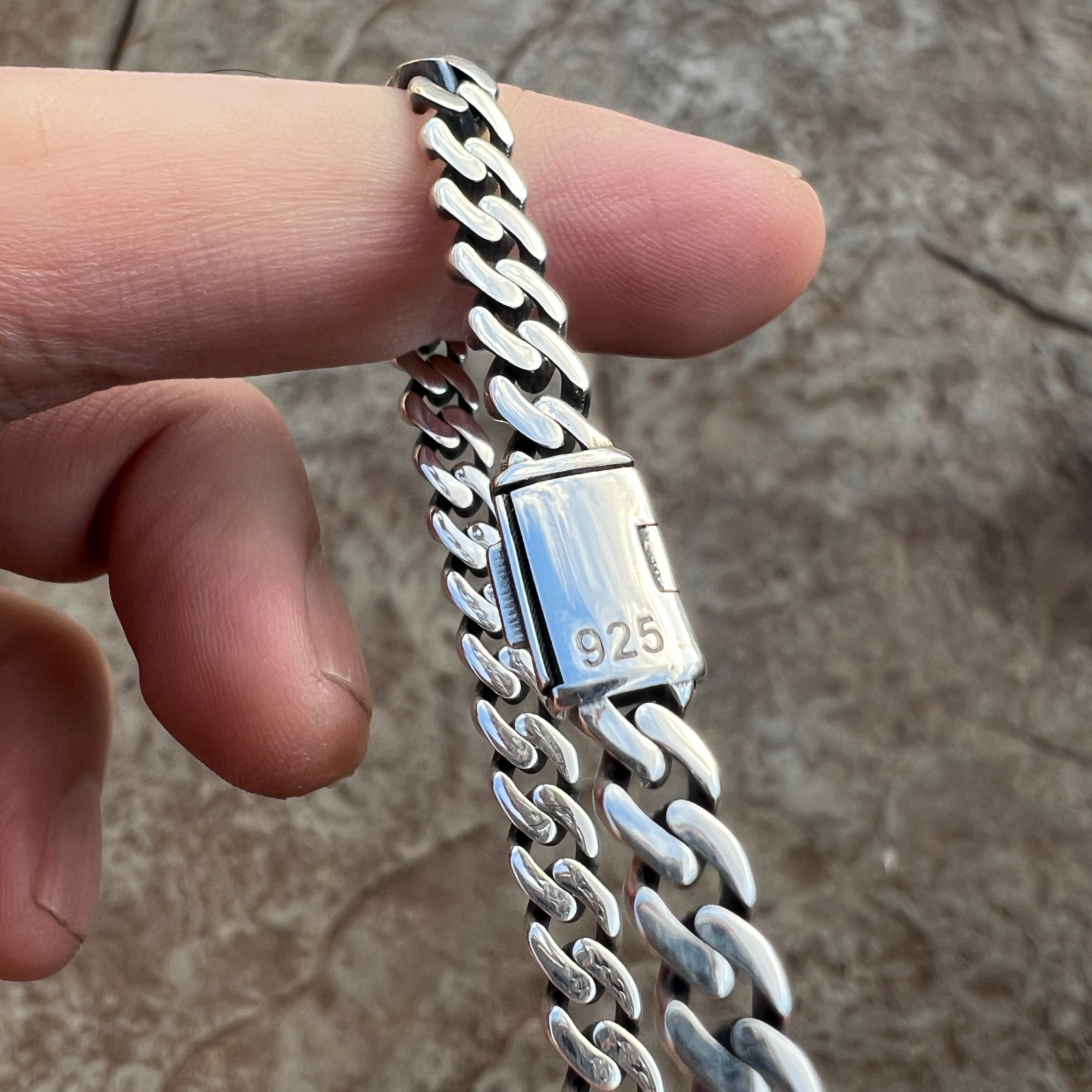 Real Solid 925 Sterling Silver Sleek Cuban Link Oxidized