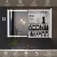 thumbnail image 4 of Lighted Medicine Cabinet with Mirror&LED Light for Bathroom,Wall Mounted Bathroom Mirror Cabinet with Storage and 2 Outlet and 2 Doors for Home, White, 35.4" x 23.6", 4 of 8