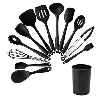 

DSstyles Silicone Cooking Cutlery Set °C Heat Resistant Kitchen Utensils Pot Tongs Scraper Spoon Brush Kitchen Utensils Tool Set for Non-Stick Cookware Dishwasher Safe (BPA Free)