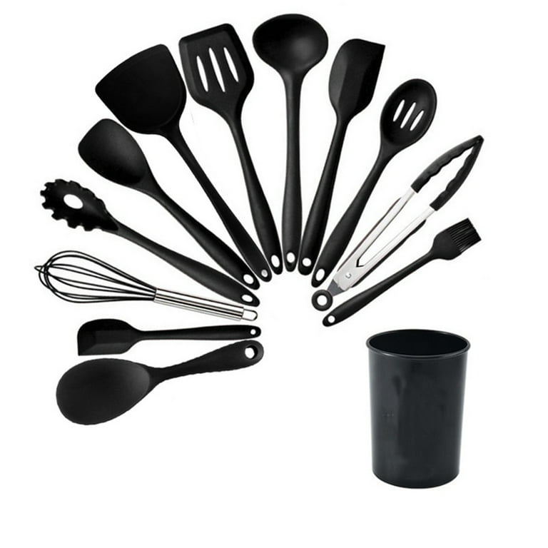 ABUKY Silicone Cooking Cutlery Set °C Heat Resistant Kitchen Utensils, Pot  Tongs, Scraper, Spoon, Brush, Whisk, Kitchen Utensils Tool Set for  Non-Stick Cookware, Dishwasher Safe (BPA Free) 