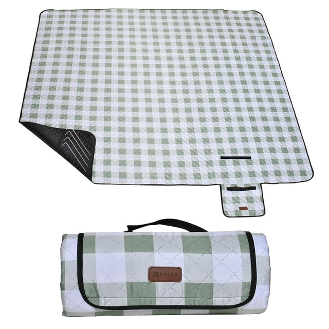 Manta de pícnic Hx&OD, 200 x 200 cm, impermeable, plegable, verde