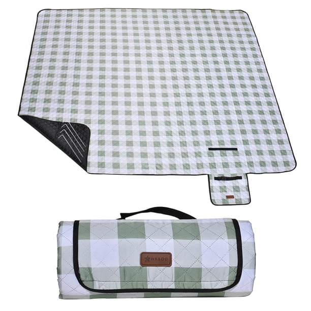 Manta de pícnic Hx&OD, 200 x 200 cm, impermeable, plegable, verde