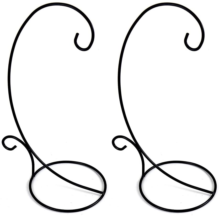 Ornament Display Stand Set of 2, Black Metal Stand Holder Flower Pot