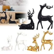CoreLiving Black Reindeer Figurines Set, 2-Pc Matte Black Resin Deer Christmas Decor, Renos de Navidad Decorativos, Holiday Home Desk Decor for Living Room, Office, Bookshelf, Mantel