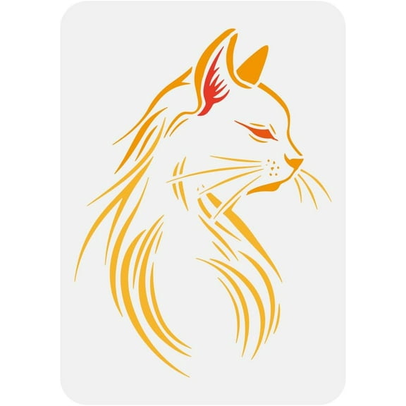 Cat Profile Large Stencil 8.3x11.7inch Cat Side Face Painting Stencils Reusable Cat Templates Animal Themes Drawing Templates for Wall Fabric Tiles Floor Paper Furniture Wood