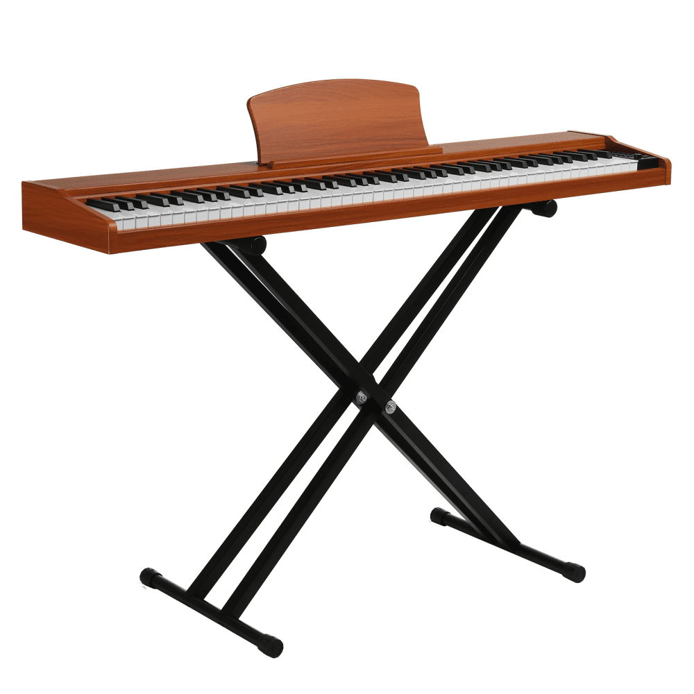 Tcbosik 88 Key Semi-Weighted Keyboard with Stand and Headphone, Full Size Portable Digital Piano with MIDI Bluetooth, Triple Pedals and Other Accessories, Walnut