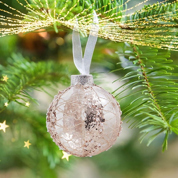 Adorno Colgante Navideño de 8 Cm | Decoración Navideña Diy para Árbol | Bola de Plástico Transparente Brillante | Peso Ligero: 20 G | Multiusos para Árbol, Marco de Puerta, Mesa y Lámpara de Araña
