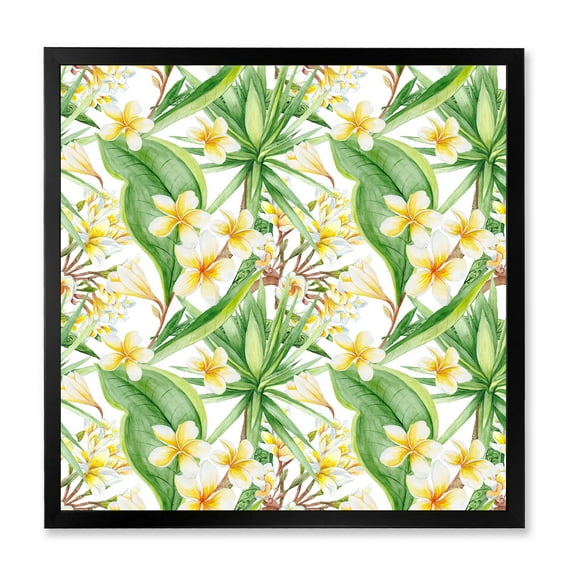Designart 'Yellow Flowers and Tropical Foliage IX' Modern Framed Art Print