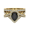 thumbnail image 4 of 14K Gold Wedding Ring Set Black Diamond Criss-Cross Halo Ring (I,I1), 4 of 5