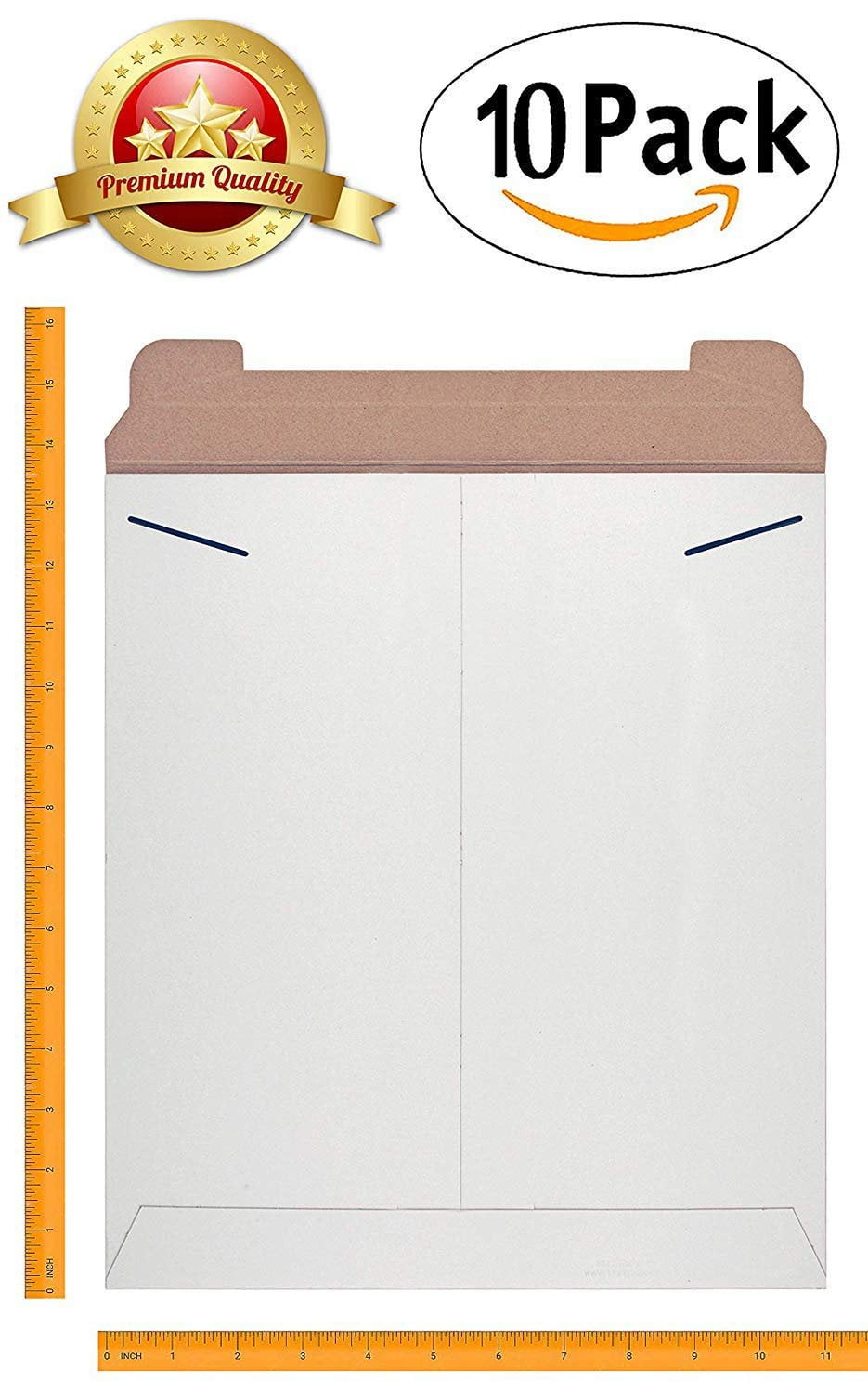 Pack of 10 White Tab Lock Mailers 11 x 13 1/2 Rigid Paperboard mailers