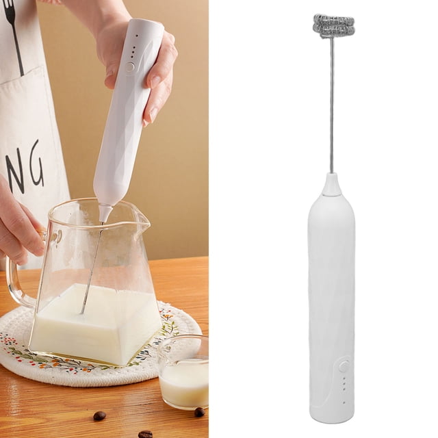 Handheld Milk Frother, Coffee Foam Maker USB Rechargeable Hand Drink Mixer 3 Speeds Electric Whisk Adjustable Hand Held Blender With 2 Heads For Cappuccino Matcha Hot Chocolate