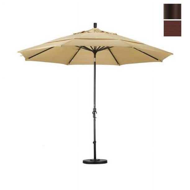 California Umbrella GSCU118117-FD12-DWV 11 Pi. Marché de l'Aluminium Collier Parapluie Inclinaison Bronze-Oléfine-Terrasse Adobe-DWV