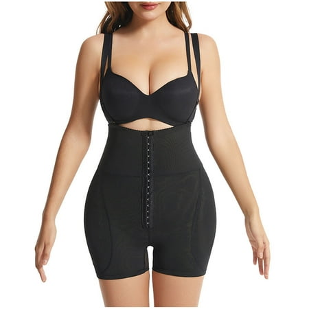 

Clearance! Holloyiver Firm Tummy Compression Bodysuit Shaper with Butt Lifter Women s High Waist Alterable Button Lifter Hip and Hip Tucks In Pants Black