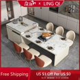 thumbnail image 2 of Extendable Modern Dining Table Nordic Luxury Tea Groceries Office Lslands Serving Hotel Mesas De Comedor Dinning Set Furniture My Lux Decor Round, 2 of 22
