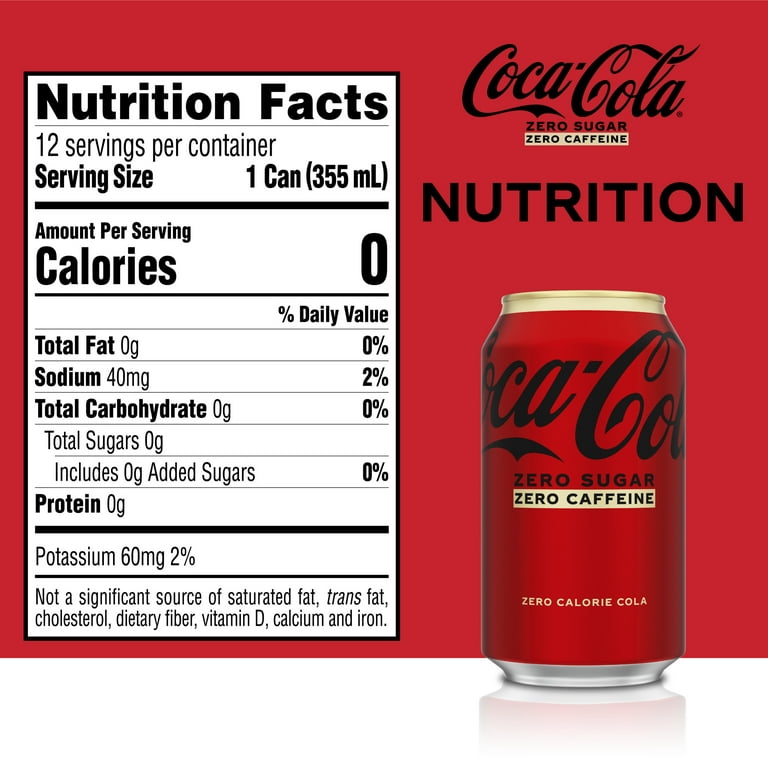 Coca-Cola Zero Sugar, Caffeine Free Soda Pop, 12 fl oz, 12 Pack Cans 