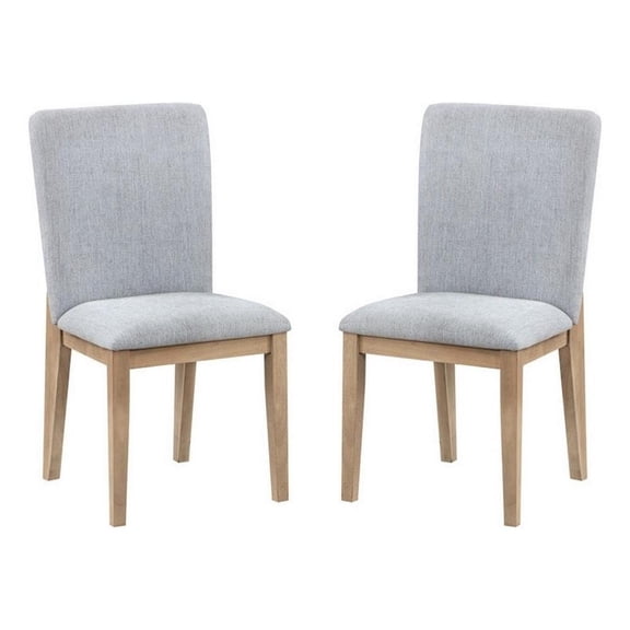 Benjara Emi 25" Dining Chair Set of 2- Cushioned Seat- Gray Linen Upholstery