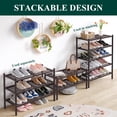thumbnail image 4 of Smiry 4-Tier Shoe Rack , Stackable Bamboo Shoe Rack Organizer, Shoe Storage for Closet, Entryway, Bedroom and Wall, Brown, 4 of 6
