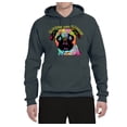 thumbnail image 2 of Pugs and Kisses Cute Dog Neon Rainbow Pug Dog Lover Unisex Graphic Hoodie Sweatshirt, Charcoal, Large, 2 of 3