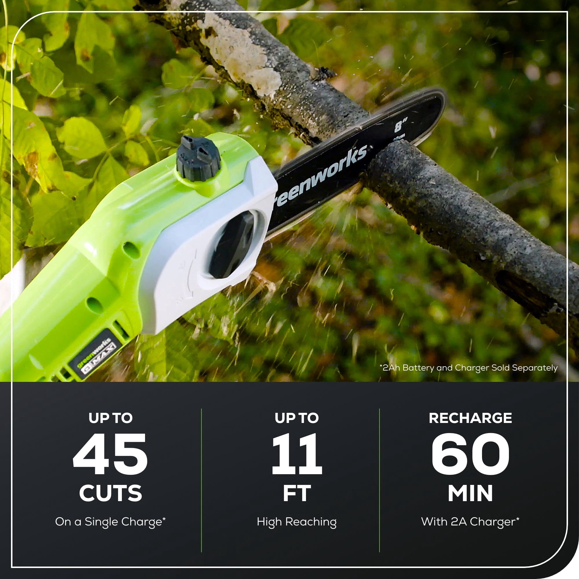 Greenworks 20" 40V Power Hedge Trimmer, Tool Only, Battery and Charger Not Included