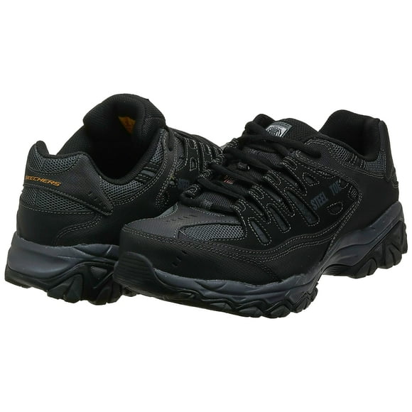 Skechers For Casual Steel Toe Work Sneaker, Black/Charcoal, 10 M US