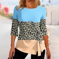 thumbnail image 1 of Qertyioot Femmes Mode Été Décontracté Imprimé Col Rond T-shirt Ample Hauts Blouse Chandail, 1 of 5