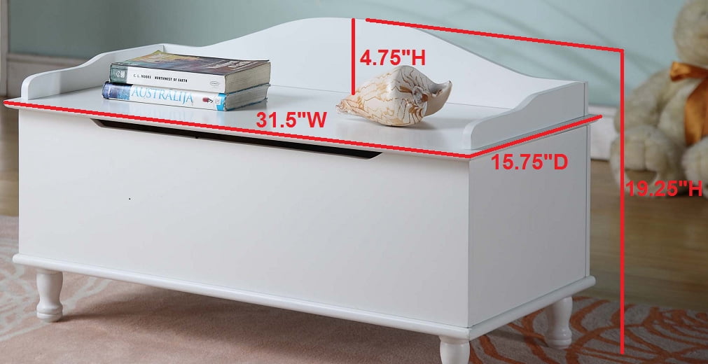 Marie White Wood Kids Toy Chest Box Storage Bench Display