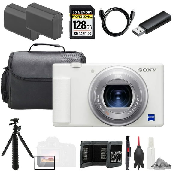 Sony ZV-1 II Digital Camera (White)   128GB   Tripod   Extra Batt - Value Kit