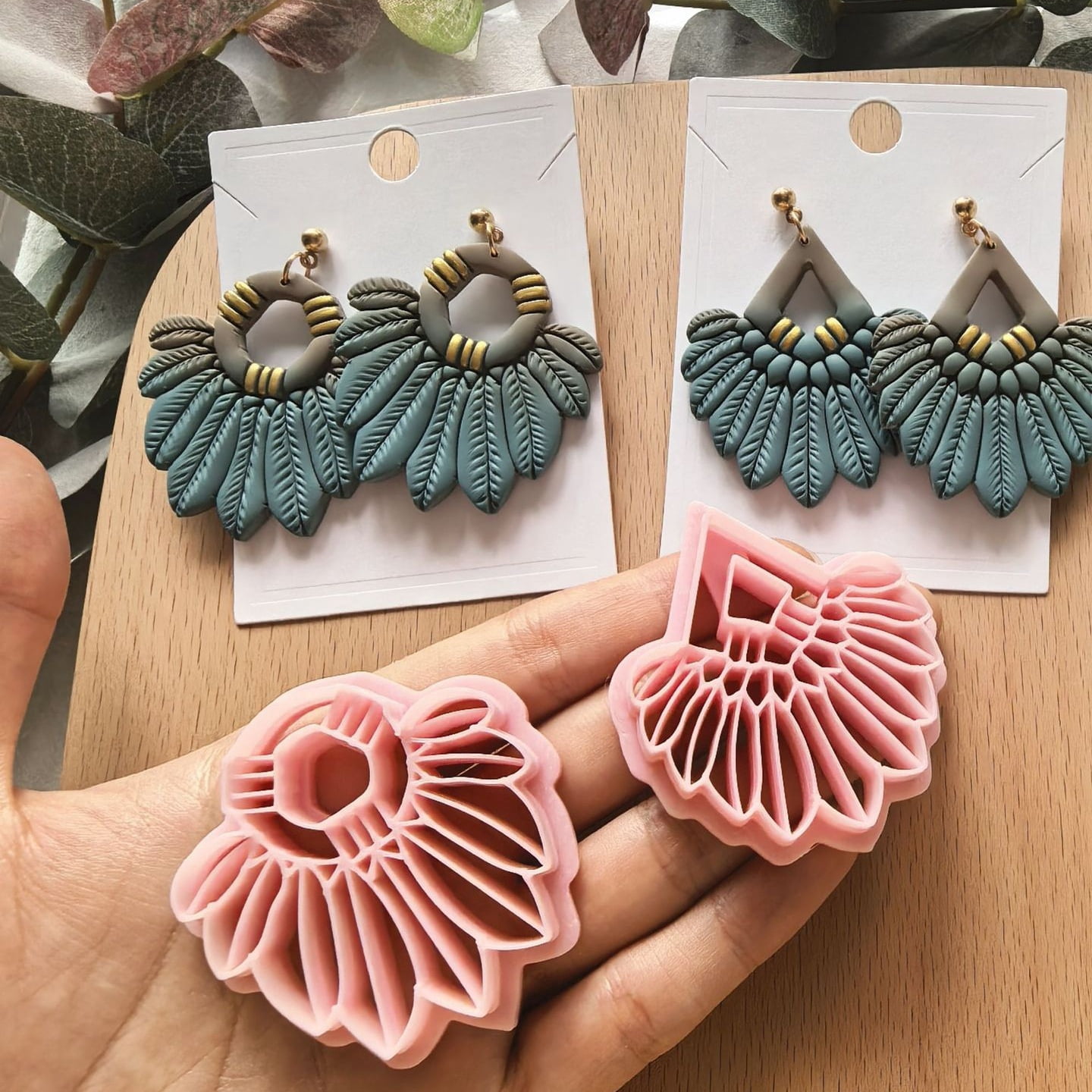 Bohemian style soft clay earring mold-2 pack DIY handmade earring mold
