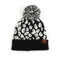 thumbnail image 4 of C.C Exclusive Leopard Pattern Fur Pom Cuffed Beanie - Black, 4 of 4