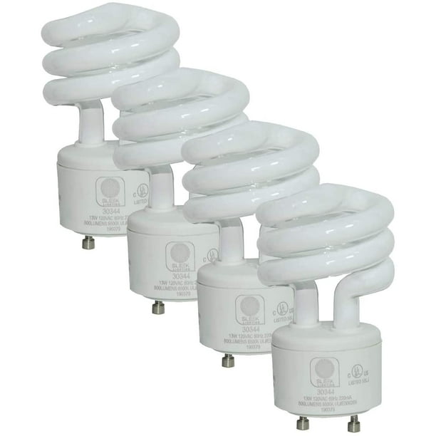 SleekLighting CFL GU24 Base 13Watt UL Listed T2 Mini Spiral Two Prong