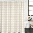 thumbnail image 4 of Extra Long Shower Curtain 72x96 Inch, Beige Buffalo Check Shower Curtain Waterproof Bathroom Decor, Farmhouse Boho Plaid Vintage Rustic Fabric Bath Curtain Set Accessories with Hooks, 4 of 7