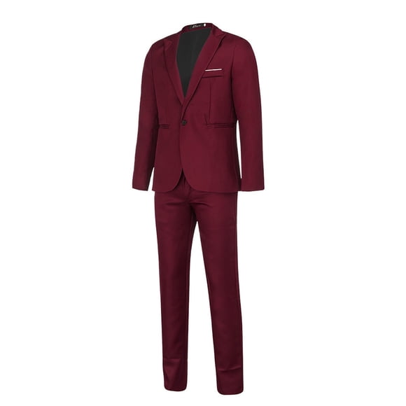 EGNMCR Complets pour Hommes Coupe Ajustée, Complet 2 Pcs pour Hommes, Veston Blazer Uni et Pantalon, Ensemble de Smoking pour Hommes pour Affaires Mariage Fête