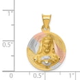 thumbnail image 3 of 14K Two-Tone Gold Charm Pendant & Rhodium Polished Diamond-Cut Sagrado Corazon Circle, 3 of 4