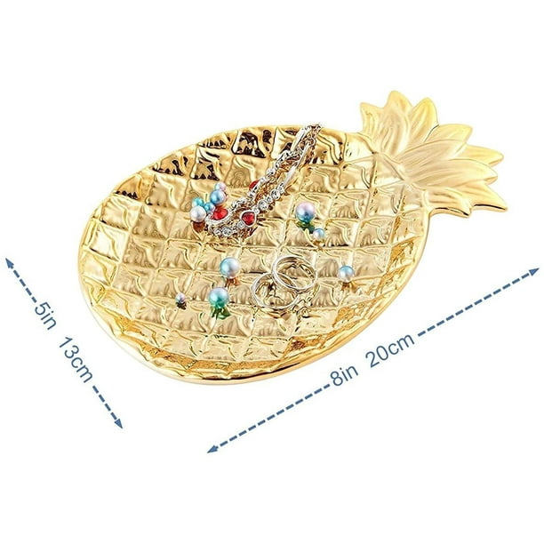 Chockeie Jewelry Holder Dish Ceramic Ring Holder for Jewelry Great Gifts for Women Girls Unique Birthday or Gifts for Lovers Golden Pineapple