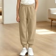 thumbnail image 4 of Rrxhxhs Pants for Girls Solid Color Elastic Waist Loose Fleece Casual Athletic Joggers with Patch Pockets,Khaki,10-11 Years, 4 of 7