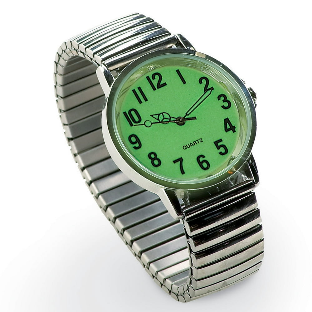 Collections Etc. - Women's Easy to Read Glow in The Dark Watch, Silver ...