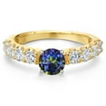 thumbnail image 3 of Gem Stone King 14K Two Tone Gold Blue Mystic Topaz and Lab Grown Diamond Engagement Ring for Women | 1.88 Cttw | Round 6MM | Gemstone November Birthstone | Size 9, 3 of 6