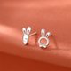 thumbnail image 5 of Y versátiles pendientes pendientes asimétricos de plata con forma de conejo y rábano, 5 of 8