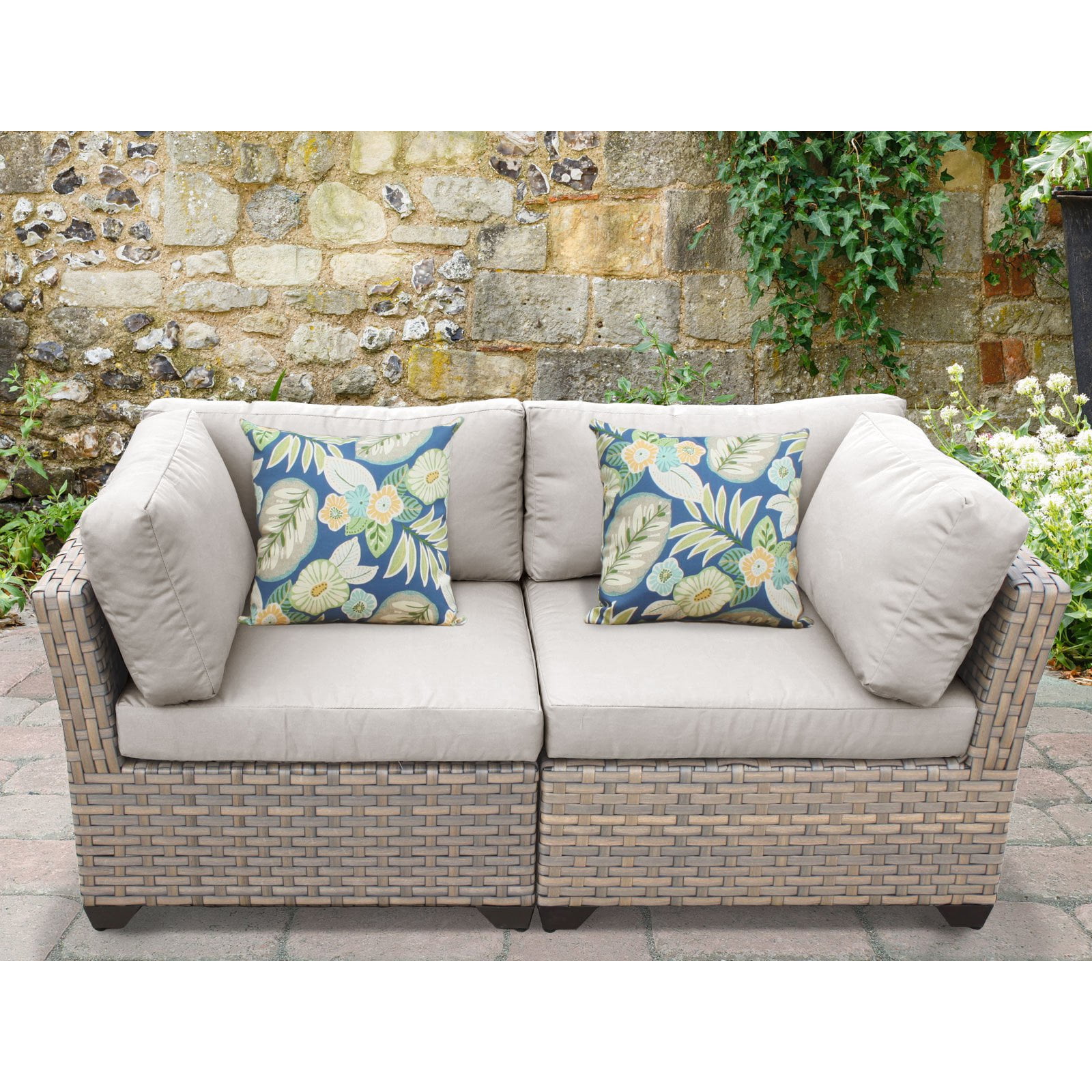 TK Classics Monterey 2 Piece Outdoor Wicker Loveseat