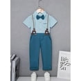 thumbnail image 6 of CARETOO Toddler Boy Clothes Suits Shirt Bowtie Suspender Pants Wedding Formal Outfit Cotton Fabric, 6 of 10