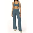 thumbnail image 2 of PISONIC 2pcs Women's High-Waisted Leggings & Sports Bra Set - Quick-Dry Workout Outfit with Adjustable Straps, Non-Slip Grip, All-Season Comfort for Yoga, Gym, Training - Solid Color Athletic Wear, 2 of 10