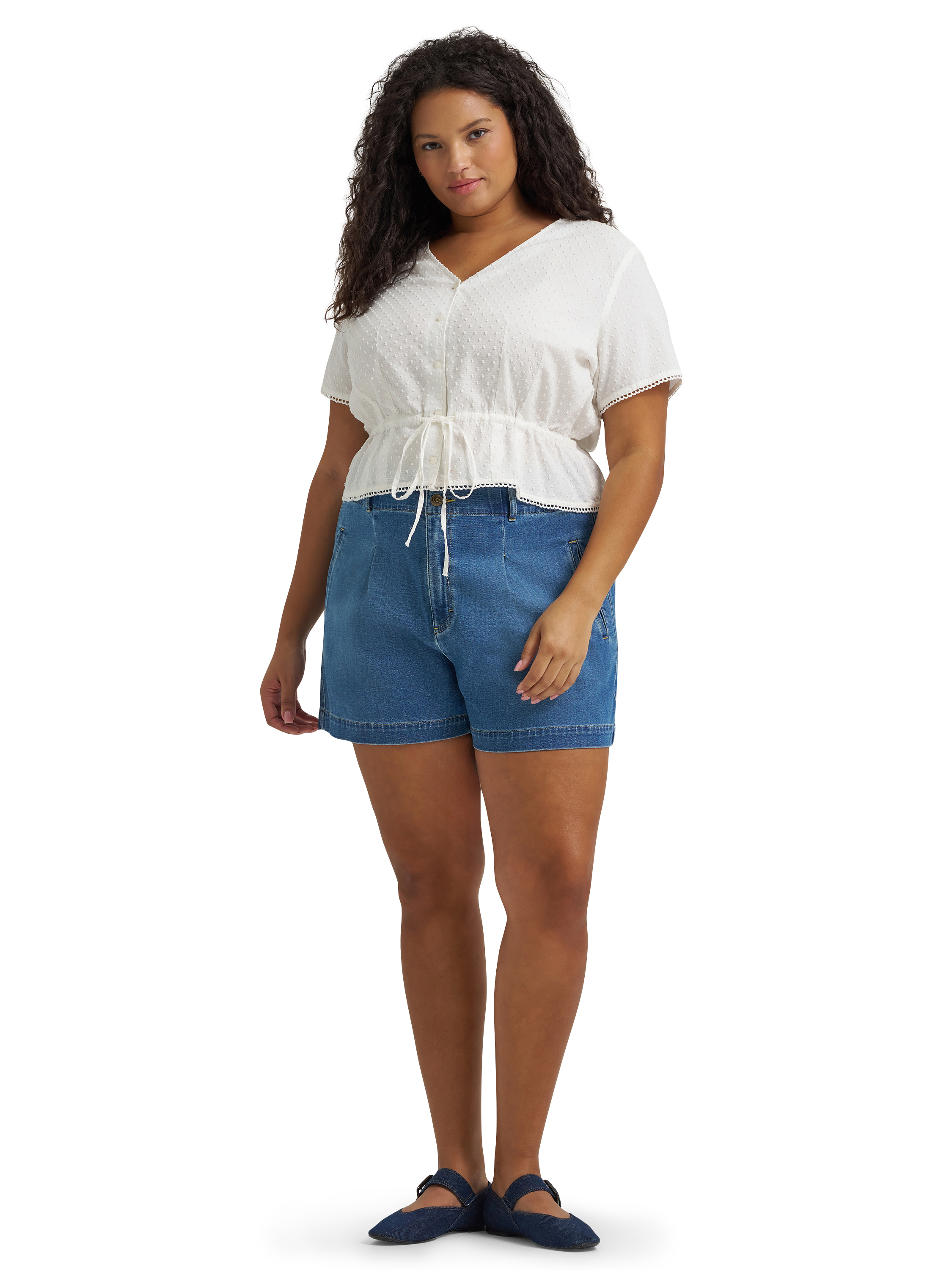 Lee® Women's and Plus Button Front Tie Top, Sizes S-4XL