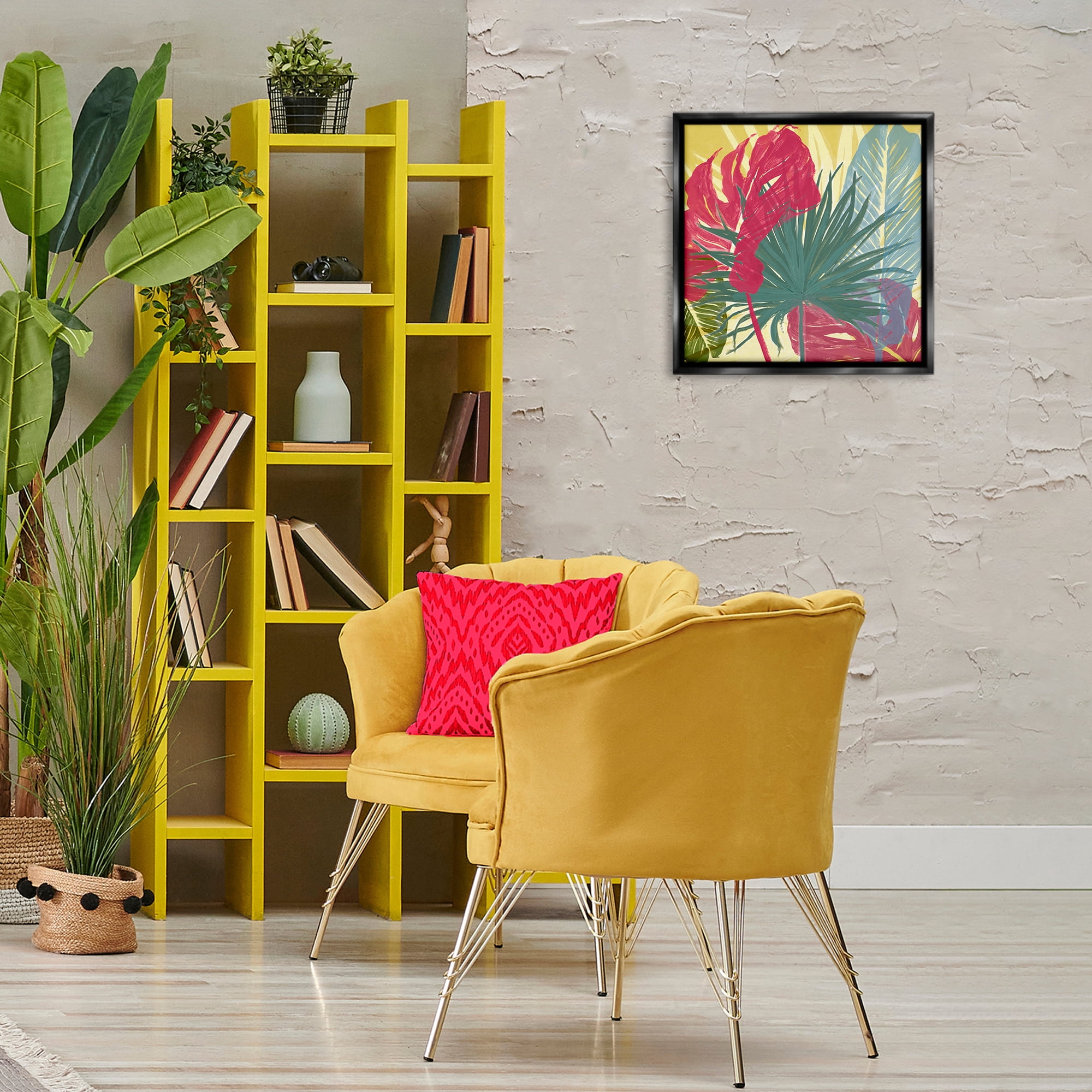 Stupell Industries Bold Botanical Party Botanical & Floral Painting Black Floater Framed Art Print Wall Art, 18 x 18