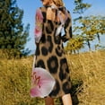thumbnail image 5 of Leopard Print Pink Lilies Bloom Flare Dress Square Neck Dress Elegant Female Fashion Printed Dress, 5 of 9